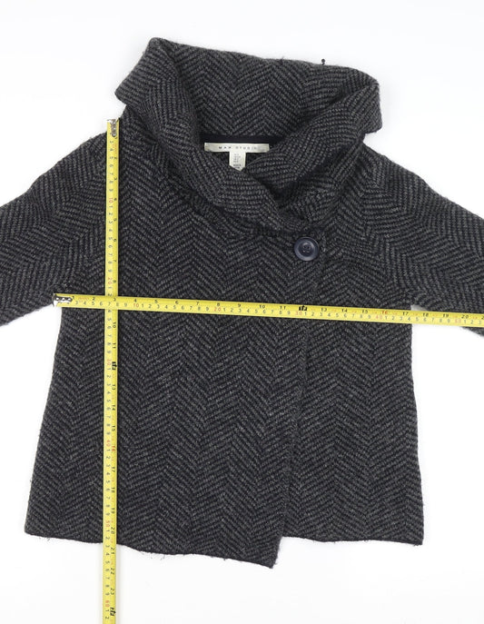 Max Studio Women’s Grey Herringbone Cardigan Small Wool Blend