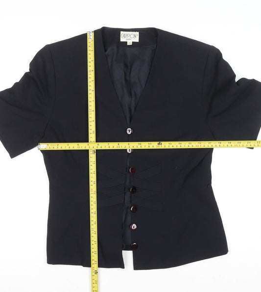 Cartoon Women’s Black Short Sleeve Single-Breasted Suit Jacket Size 10