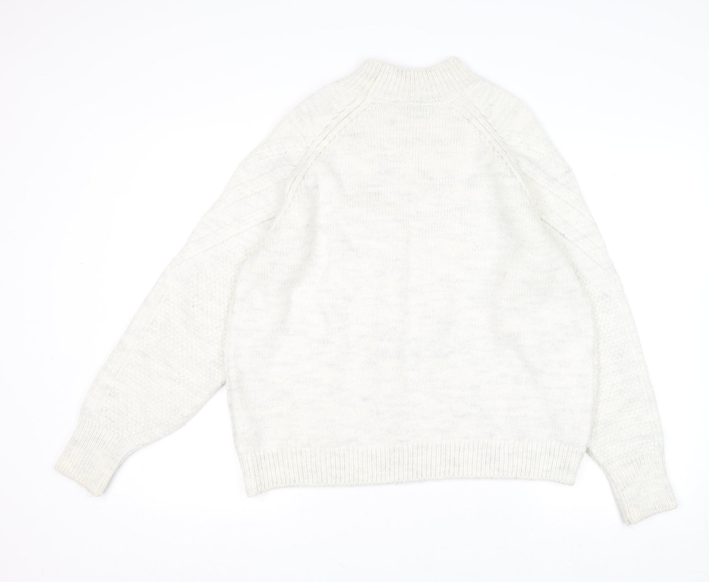 Marks and Spencer Womens Grey Cable Knit Mock Neck Jumper M