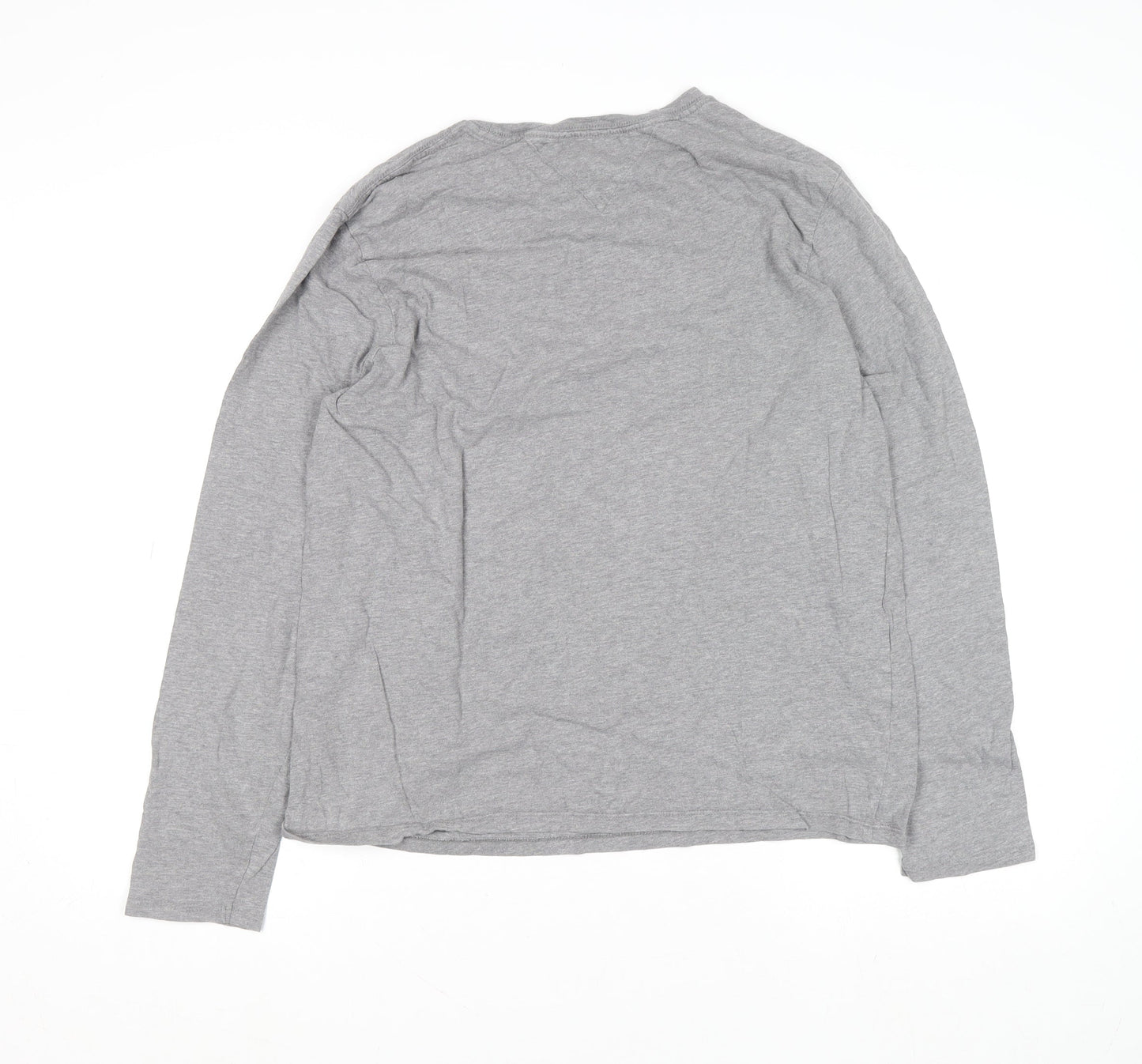 Tommy Hilfiger Men's Grey Long Sleeve Graphic Cotton Top M