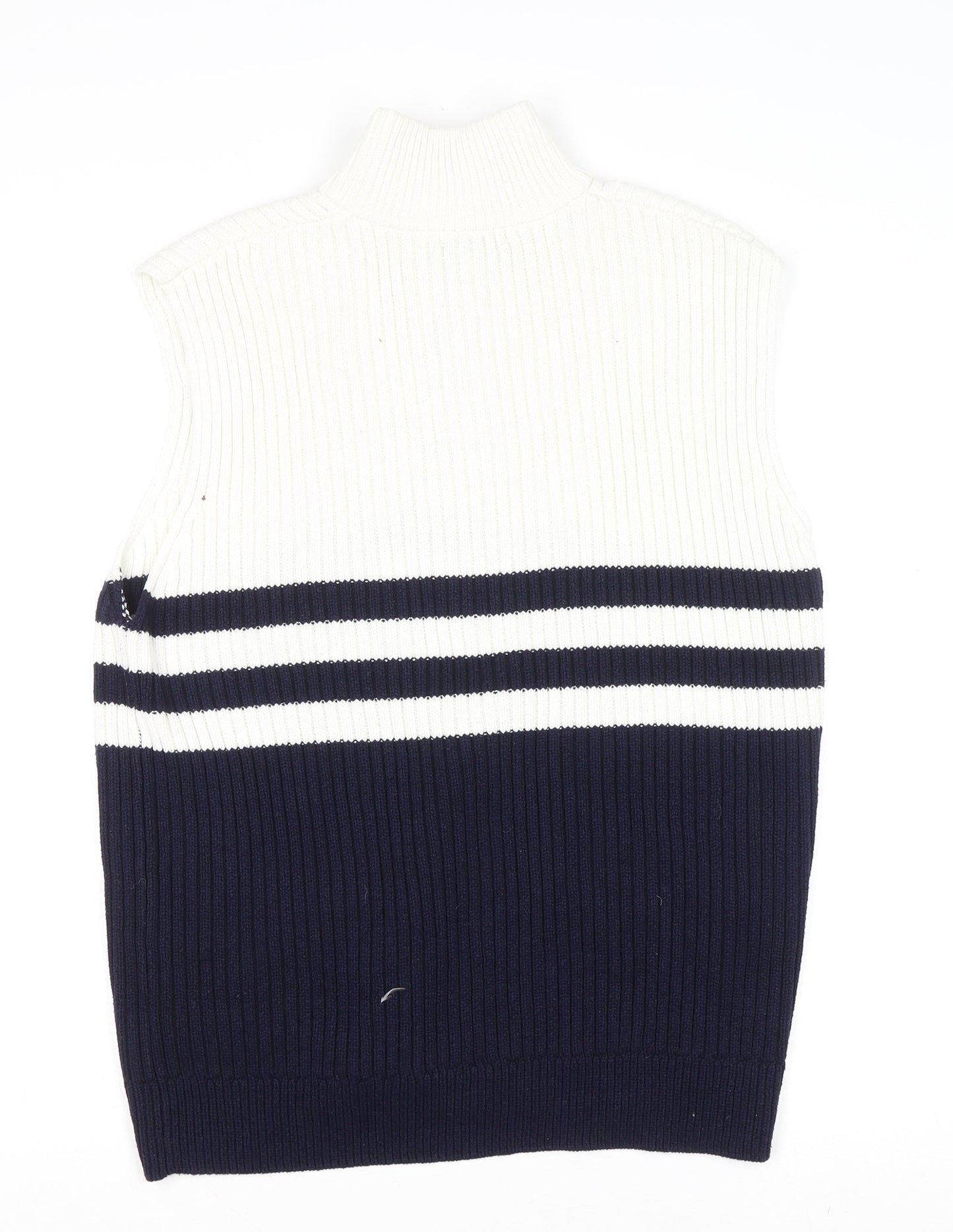 ZARA Men’s Blue & White Stripe Sleeveless 1/4 Zip Knit Vest S