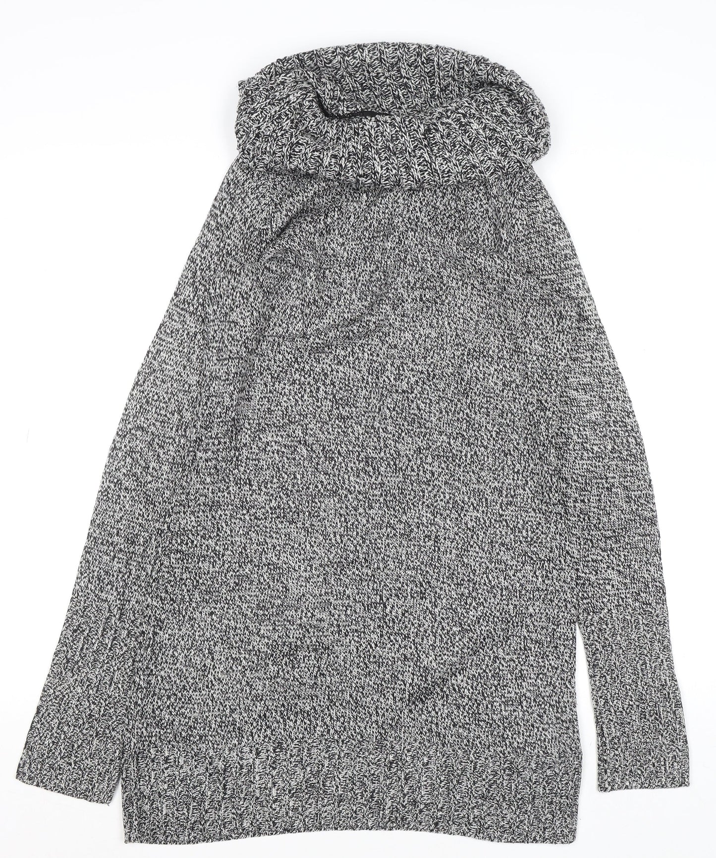 H&M Womens Grey Cowl Neck Chunky Knit Pullover Jumper Size 8