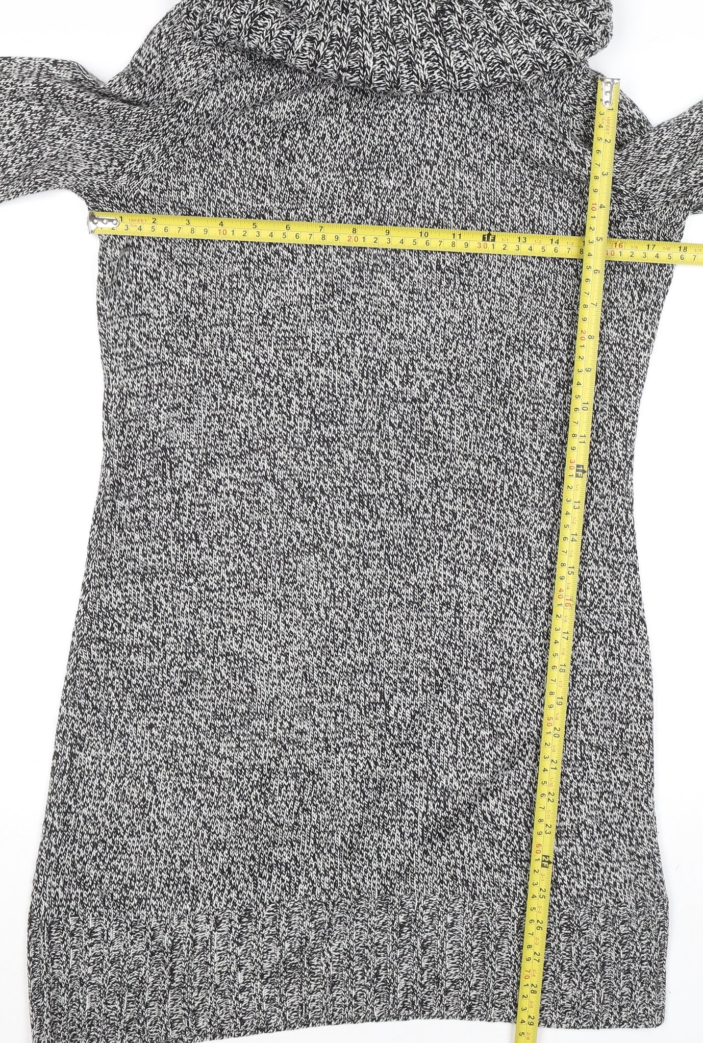 H&M Womens Grey Cowl Neck Chunky Knit Pullover Jumper Size 8