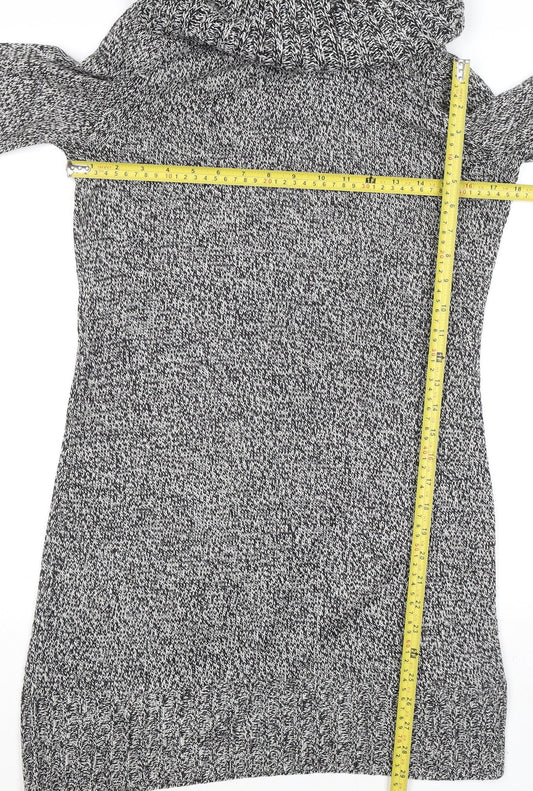 H&M Womens Grey Cowl Neck Chunky Knit Pullover Jumper Size 8