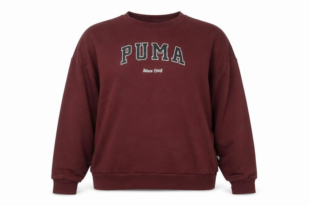 Puma Women's Burgundy Pullover Sweatshirt Large Crew Neck Logo Print