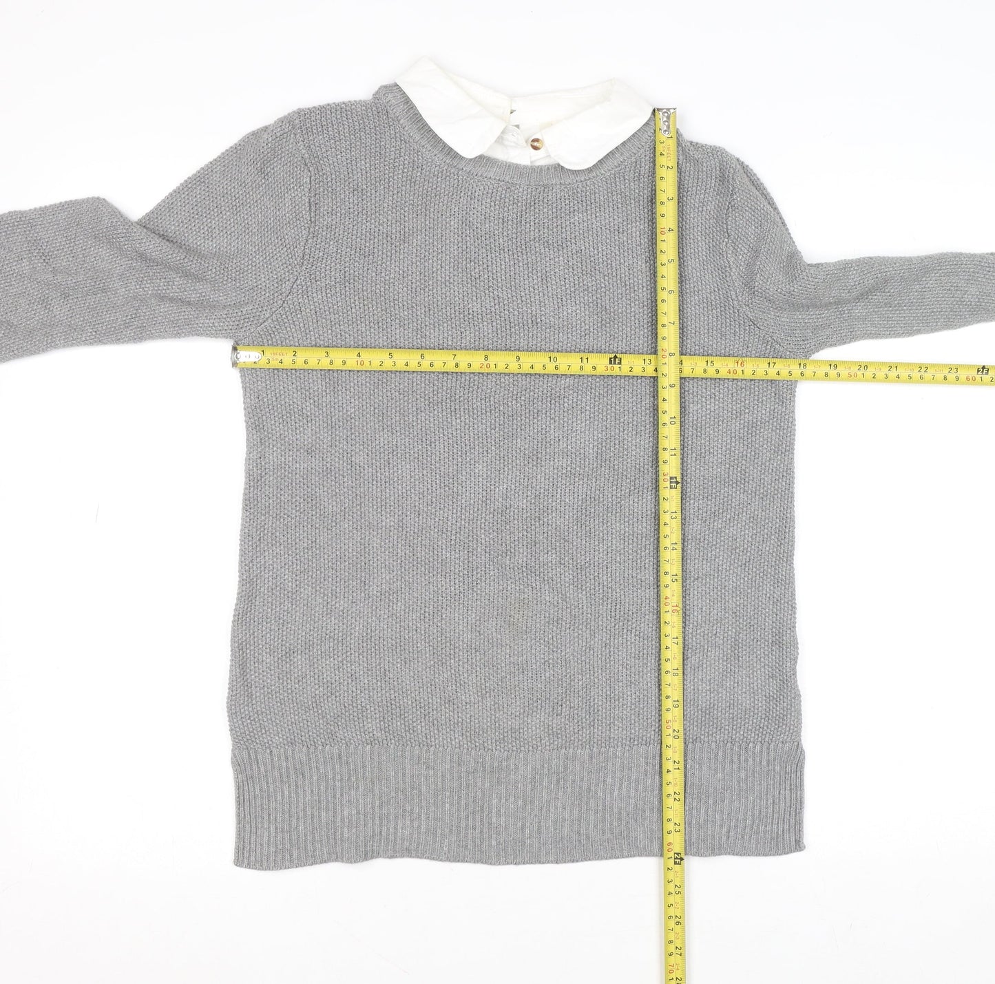Seraphine Women’s Grey Collared Knit Jumper XS Regular Fit