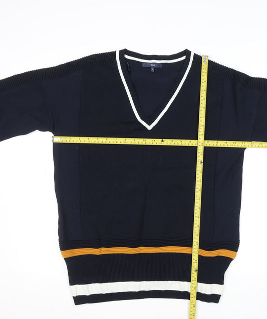 Next Women Blue V-Neck Striped Pullover Jumper Size 18