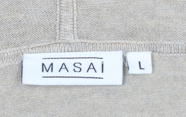 Masai Women Beige Hooded Long Sleeve Open Cardigan Size L