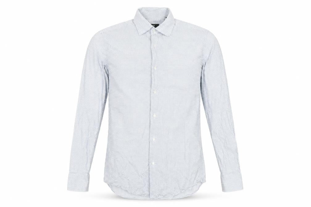 Hugo Boss Men’s Blue Slim Fit Geometric Button-Up Long Sleeve Shirt Size 15