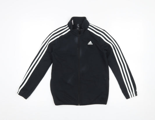 Adidas Boys Black Full Zip Sweatshirt 9-10 Years Sports Jacket Top
