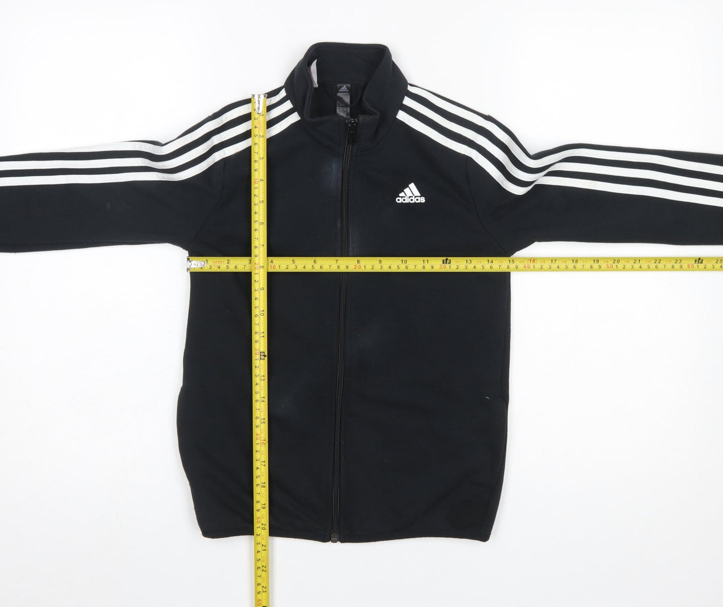 Adidas Boys Black Full Zip Sweatshirt 9-10 Years Sports Jacket Top