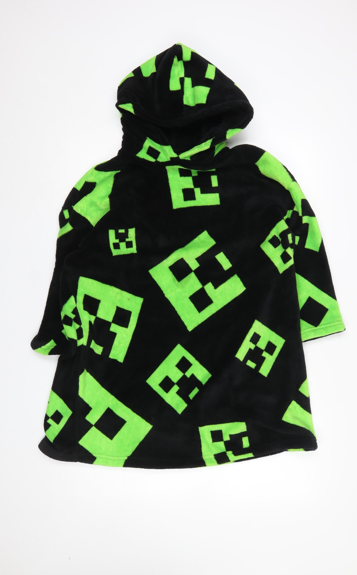 George Boys Black Green Minecraft Fleece Hooded Robe 9-10 Years