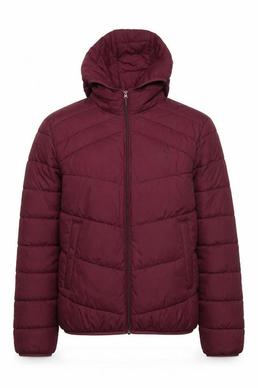 Jack & Jones Men's Red Hooded Puffer Jacket Size M Regular Fit