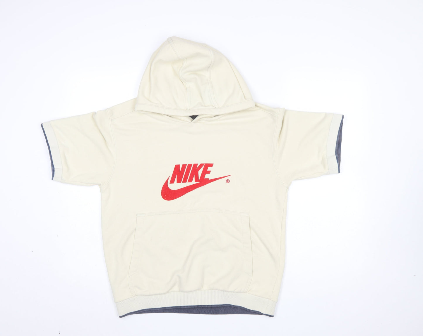Nike Men Beige Short Sleeve Pullover Hoodie S Graphic Logo