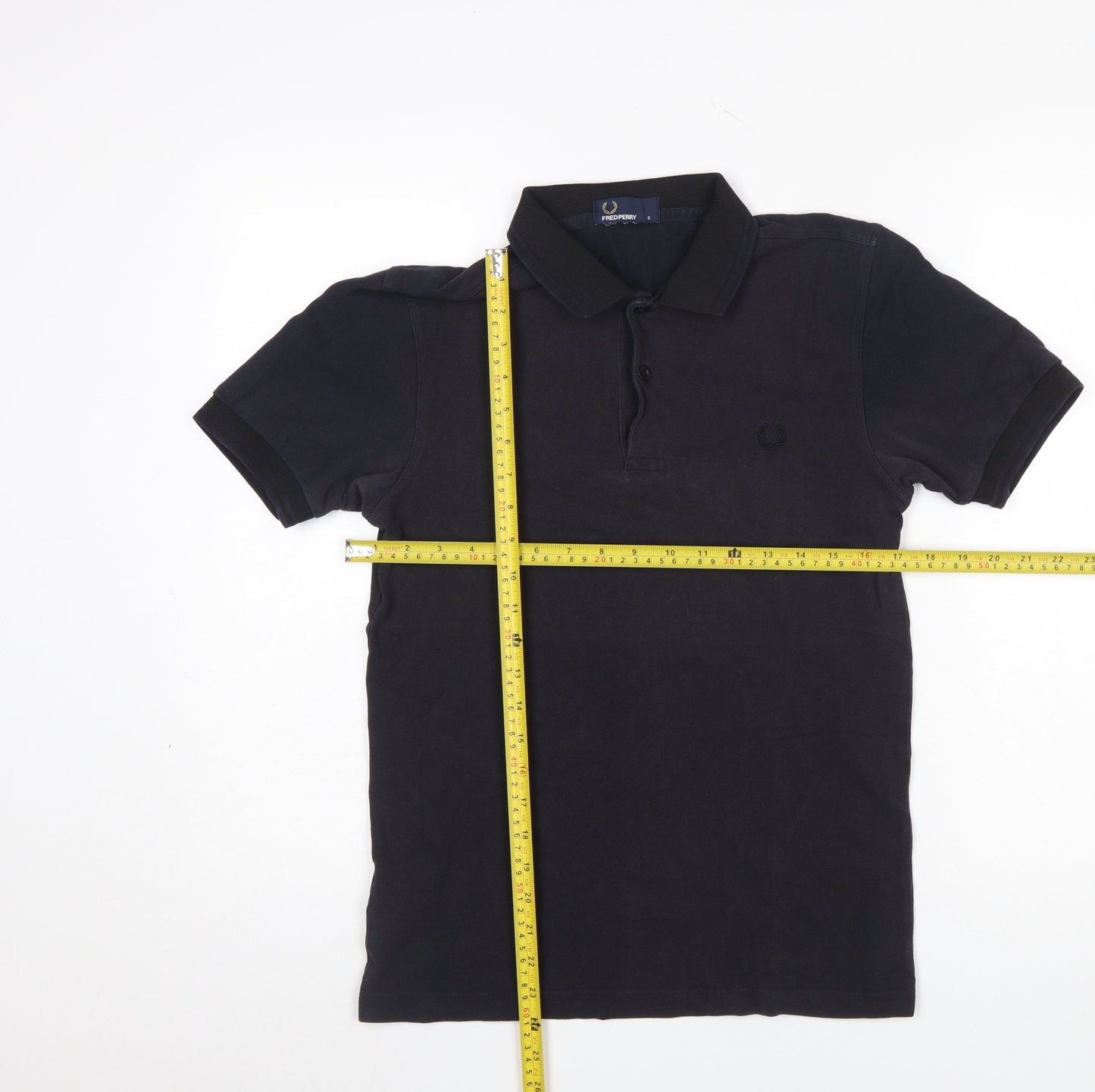 Fred Perry Men's Black Polo Shirt Small Slim Fit Cotton