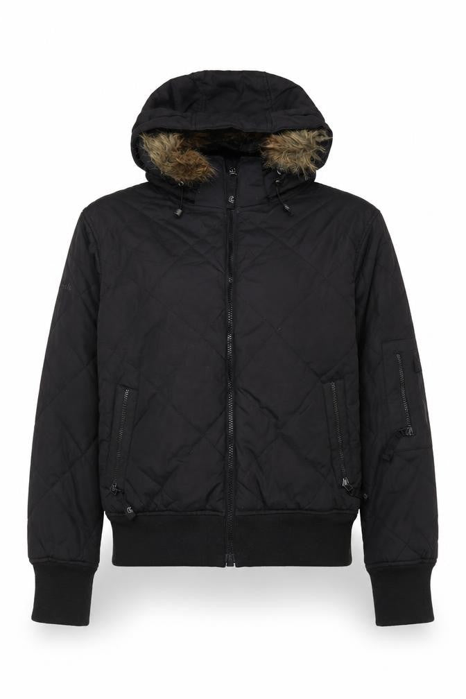 Betty Rides Womens Black L Ski Jacket Hooded Fur Trim Winter Coat