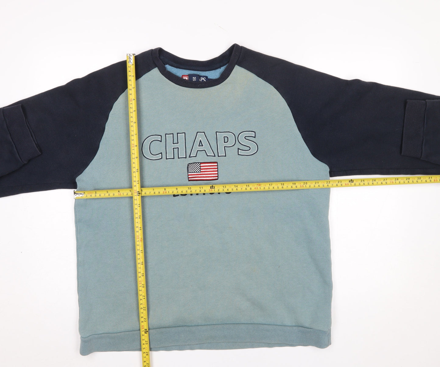 Chaps Men's Blue Crew Neck Pullover Sweatshirt Size L Embroidered Logo