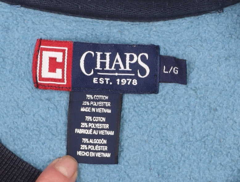 Chaps Men's Blue Crew Neck Pullover Sweatshirt Size L Embroidered Logo