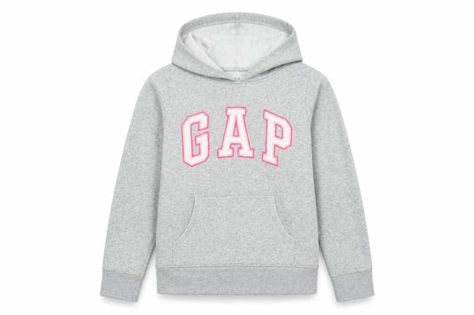Gap Girls Grey Logo Pullover Hoodie - XL (12-13 Years) Cotton Blend