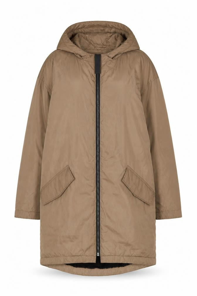 ASOS Women’s Brown Long Hooded Parka Coat Size 12 Polyester