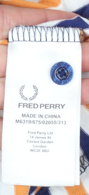 Fred Perry Men's Multicoloured Striped Slim Fit Polo Shirt Size S