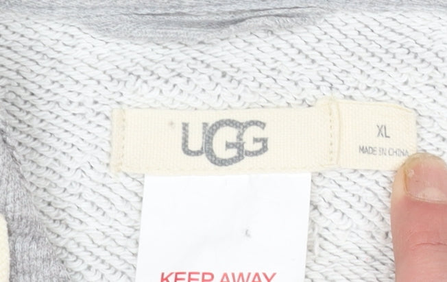 UGG Women’s Grey Full Zip Hoodie XL Cotton Blend Casual Sweatshirt