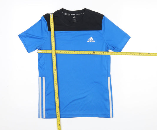 Adidas Boys Blue Colourblock Climalite Sports T-Shirt 11-12 Years