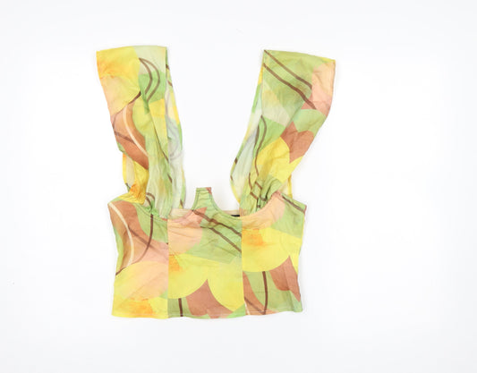 PrettyLittleThing Women’s Multicoloured Cropped Chiffon Zip Blouse UK 8