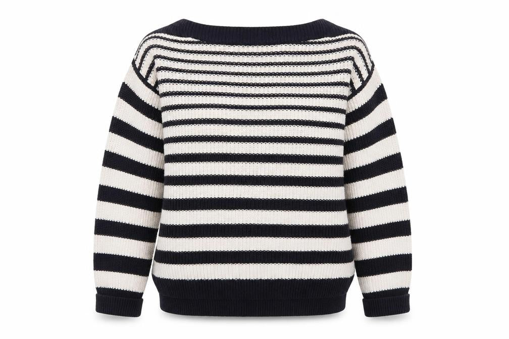 Marks and Spencer Womens Navy Mix Striped Cotton Jumper M