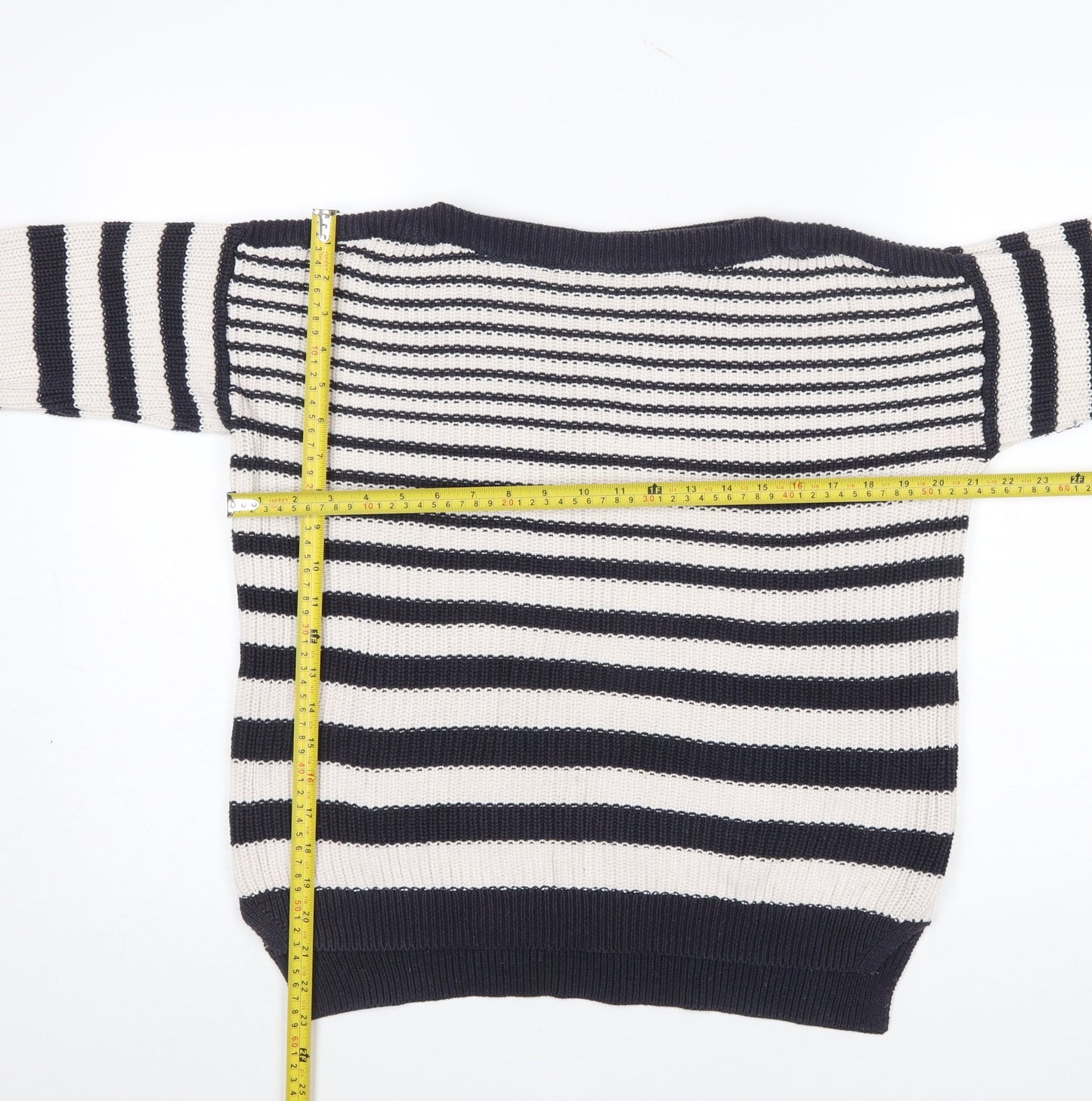 Marks and Spencer Womens Navy Mix Striped Cotton Jumper M