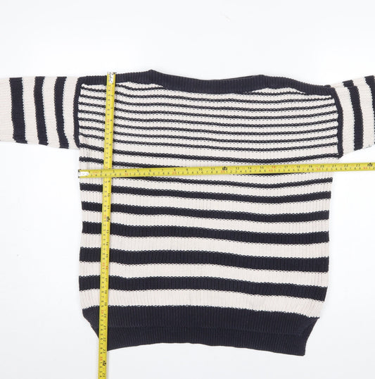 Marks and Spencer Womens Navy Mix Striped Cotton Jumper M