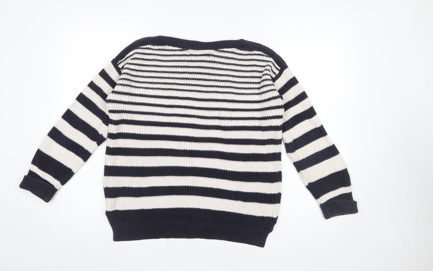 Marks and Spencer Womens Navy Mix Striped Cotton Jumper M