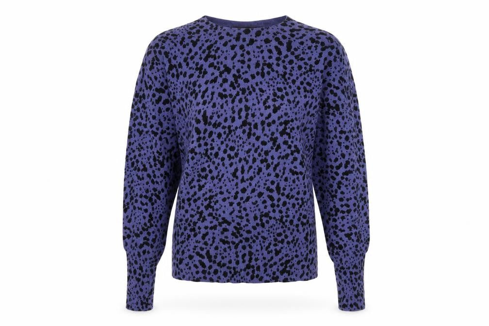 Marks and Spencer Women Blue Animal Print Crew Neck Jumper Size 10