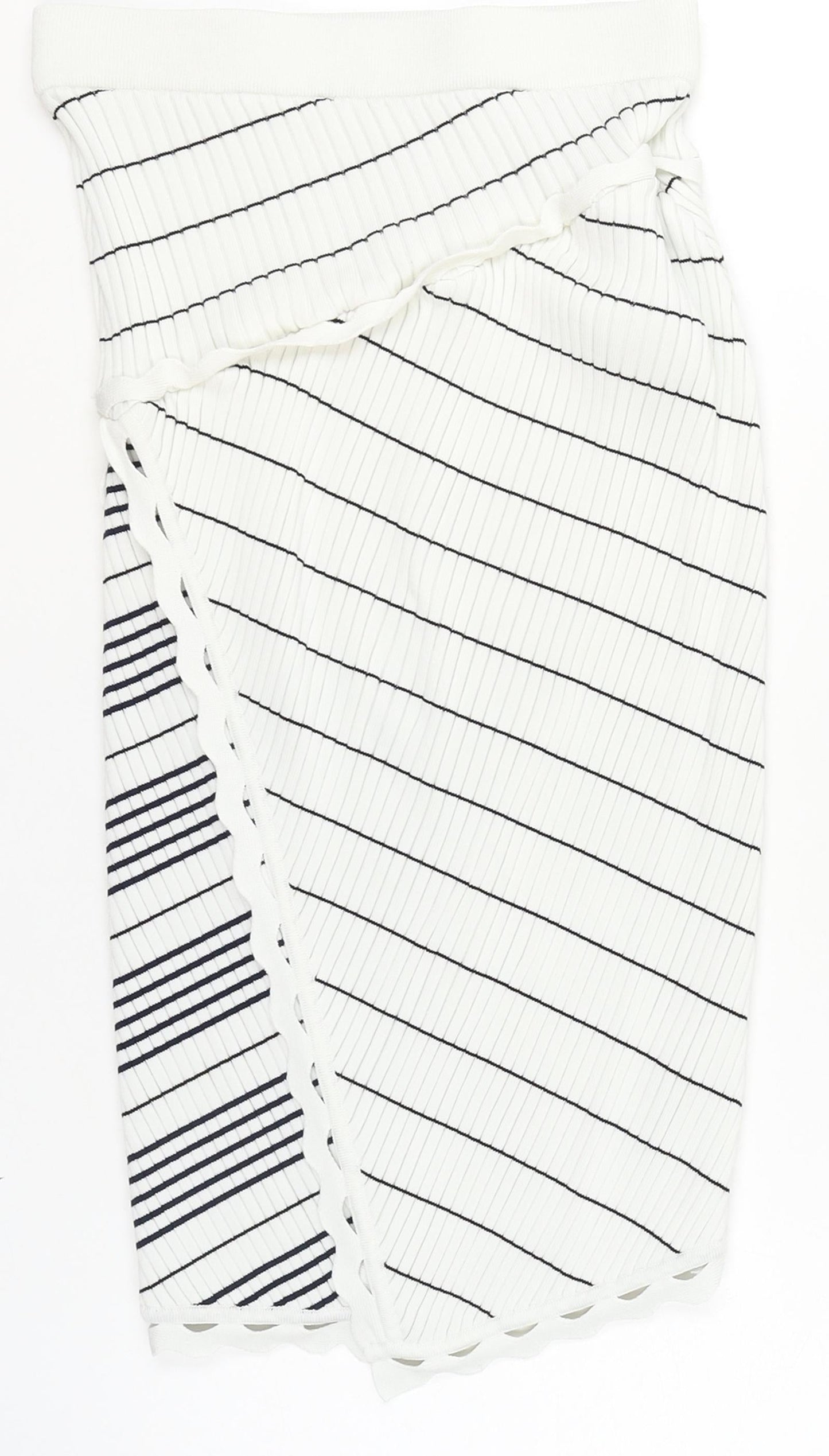 Jonathan Simkhai Women’s White Wrap Stripe Knit Skirt XS