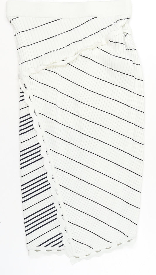 Jonathan Simkhai Women’s White Wrap Stripe Knit Skirt XS