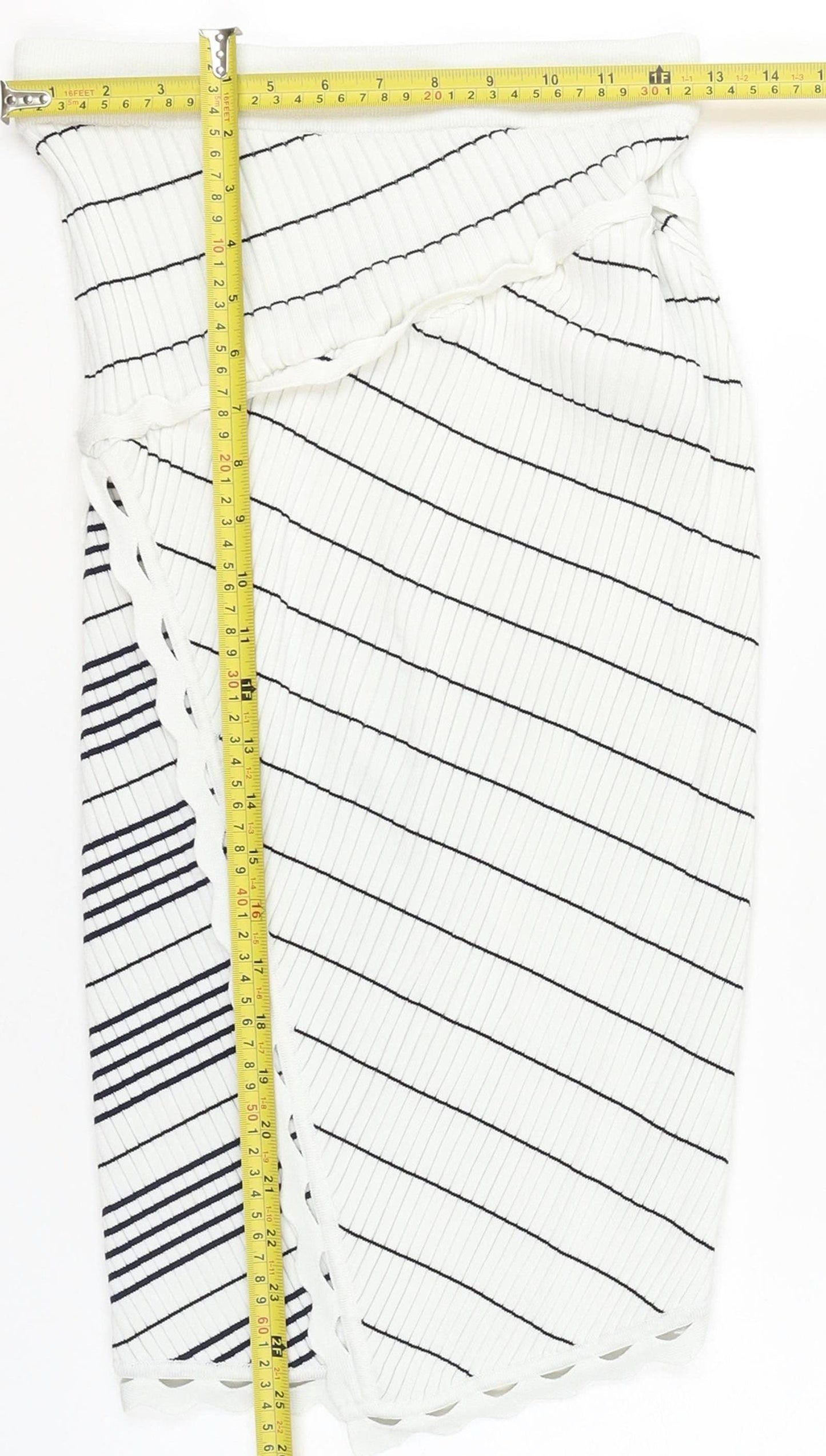 Jonathan Simkhai Women’s White Wrap Stripe Knit Skirt XS