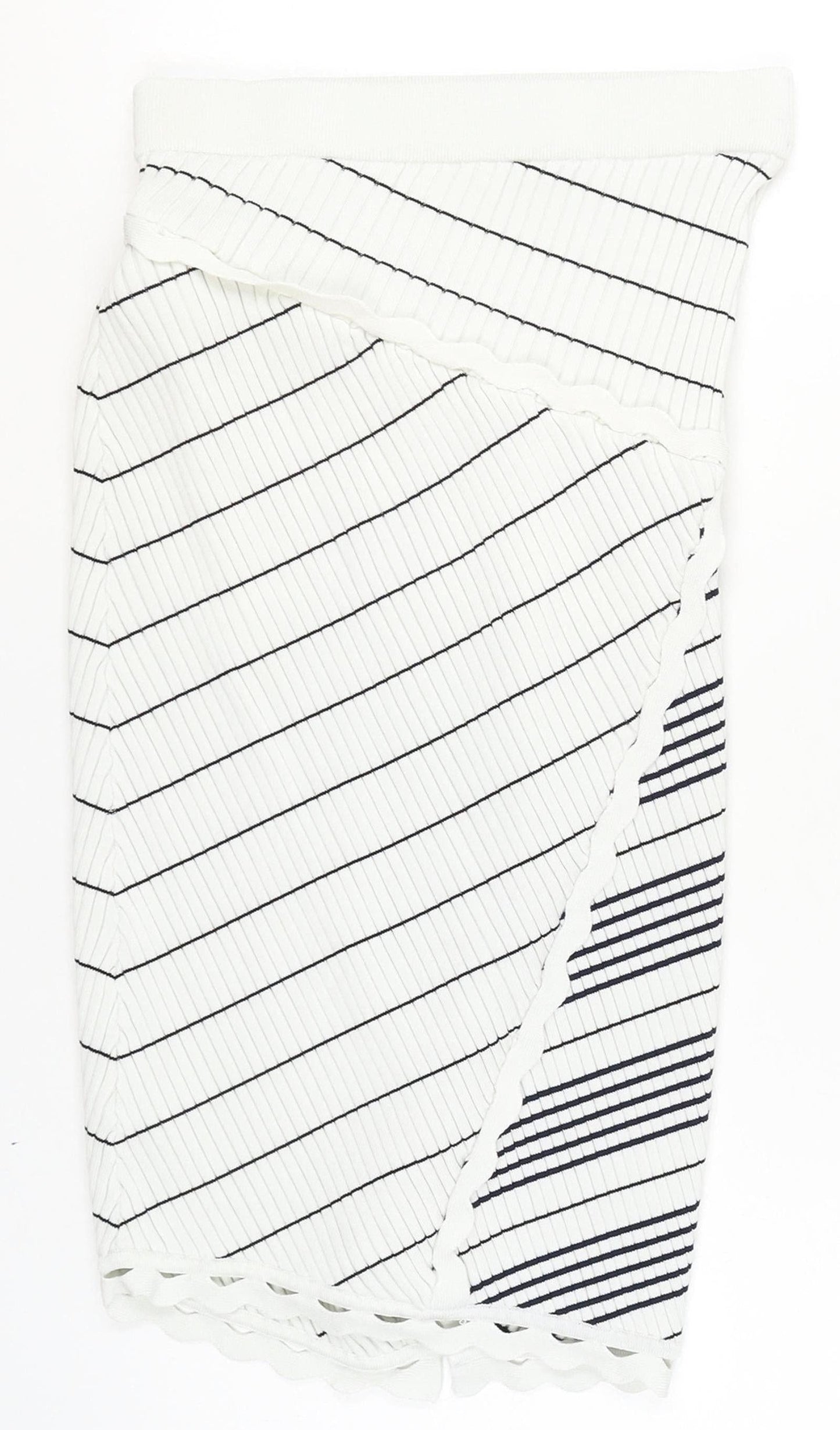 Jonathan Simkhai Women’s White Wrap Stripe Knit Skirt XS