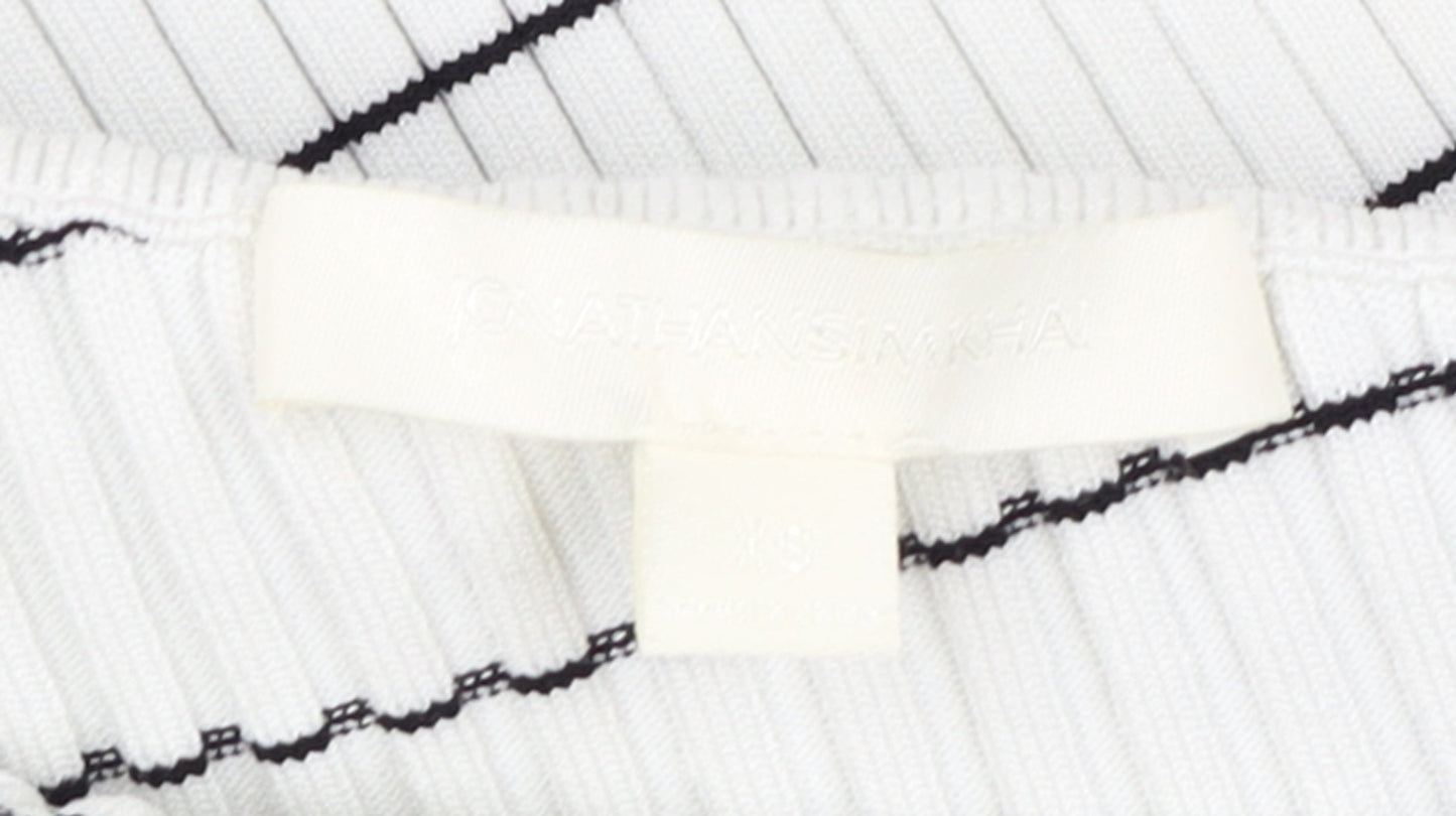 Jonathan Simkhai Women’s White Wrap Stripe Knit Skirt XS