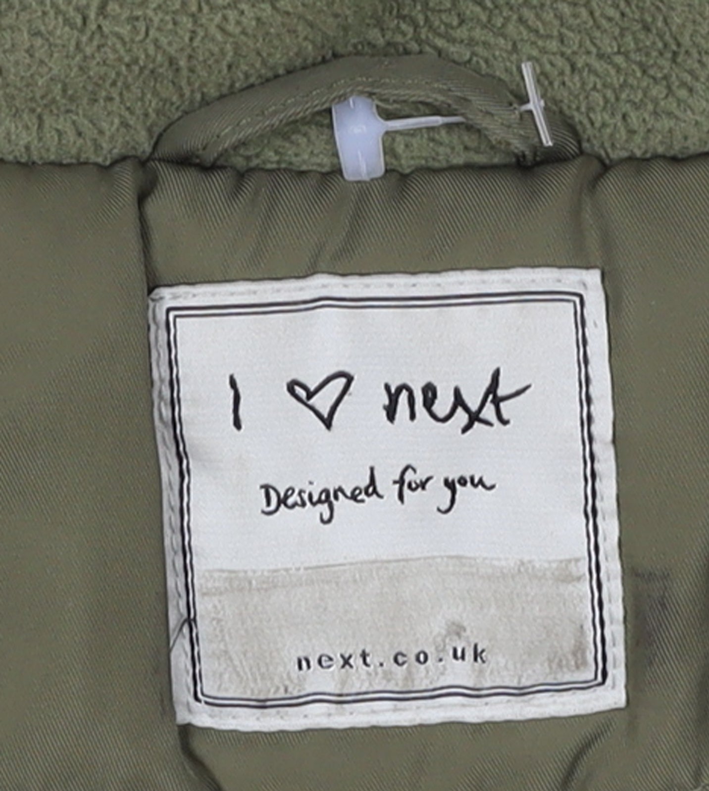 Next Boys Green Hooded Faux Fur Trim Bomber Jacket 7 Years Polyester Lined