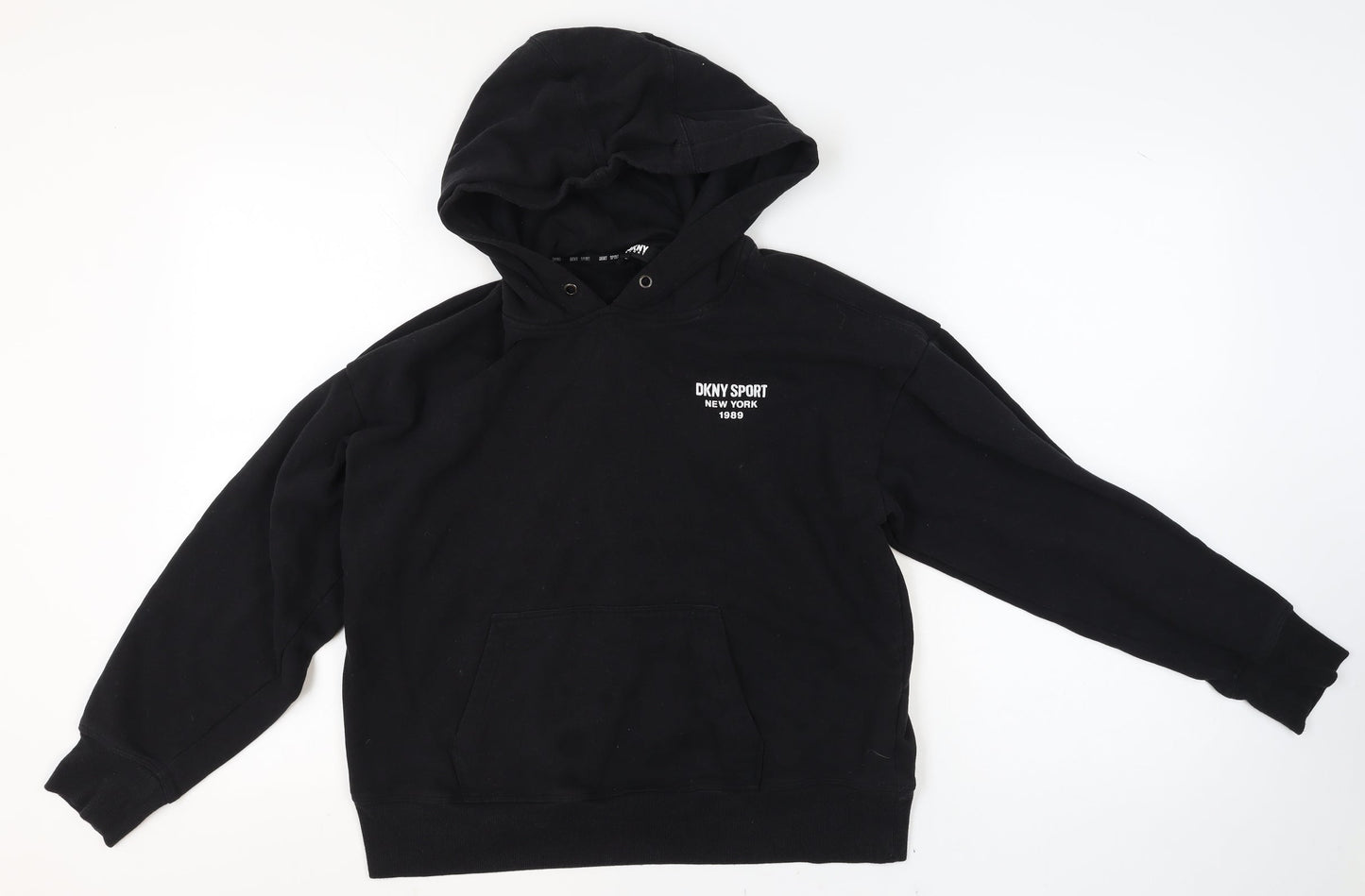 DKNY Sport Boys Black Pullover Hoodie S Cotton Blend Casual