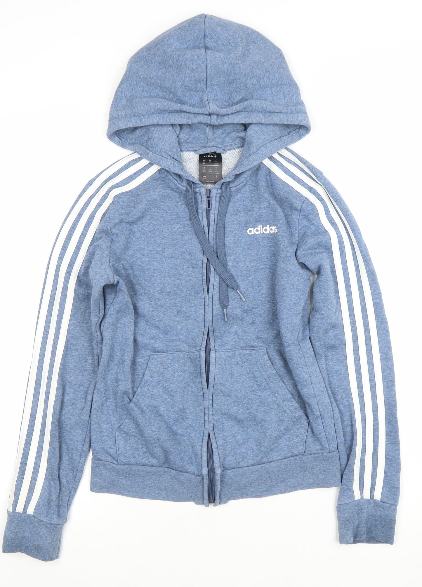 Adidas Women Blue Full Zip Hoodie XS Cotton Blend Hooded Jacket