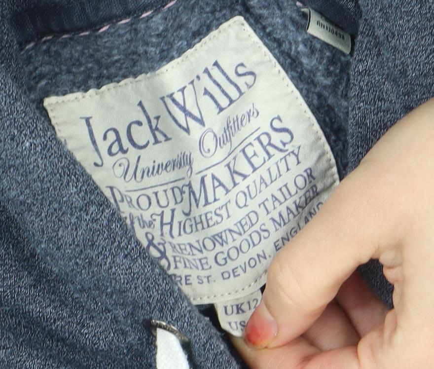 Jack Wills Women Blue Pullover Hoodie Size M Embroidered Logo