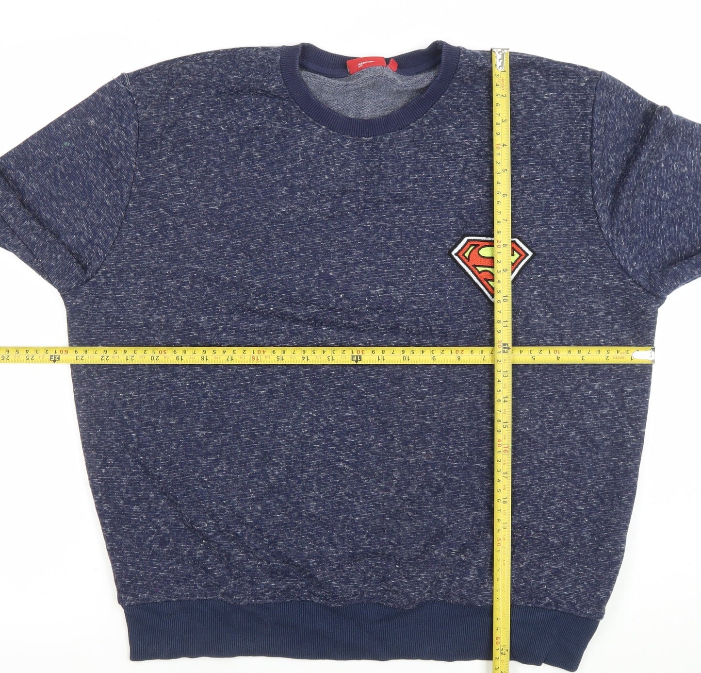 Superman Men's Blue XL Pullover Sweatshirt Crew Neck Logo Embroidered