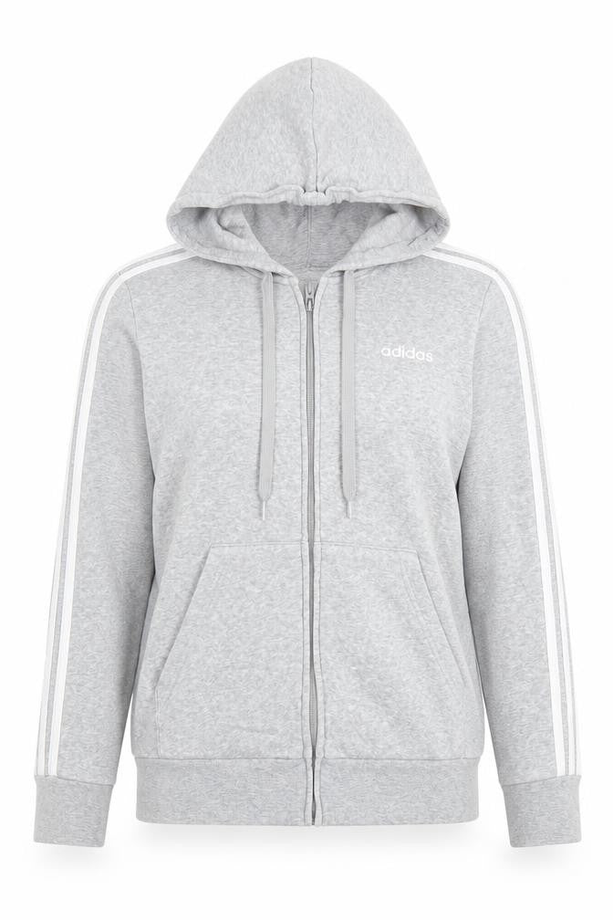 Adidas Women's Grey Full Zip Hoodie Size 12-14 Cotton Blend