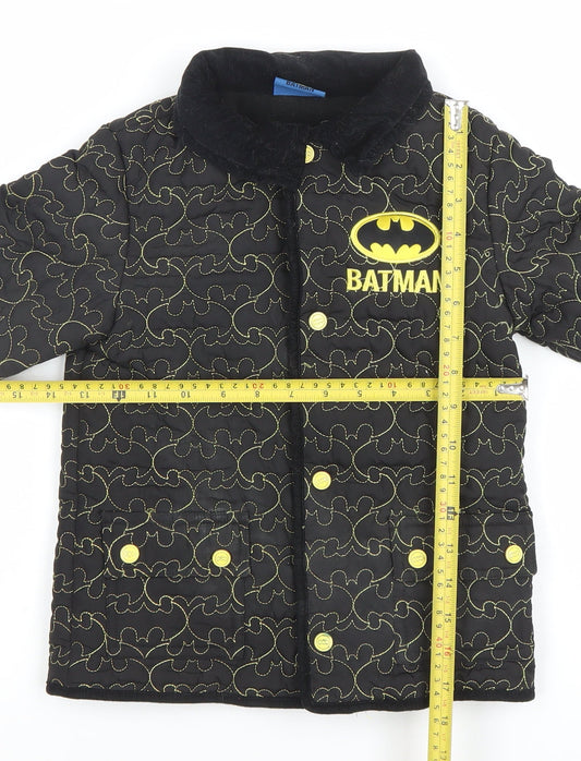 Batman Boys Black Quilted Mid-Length Jacket 6 Years