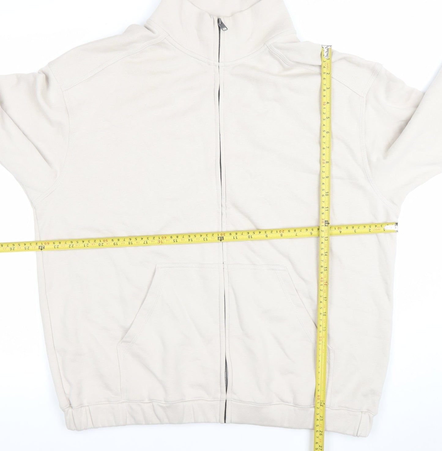 H&M Men’s Beige Full Zip Sweatshirt L Relaxed Fit Cotton Jacket