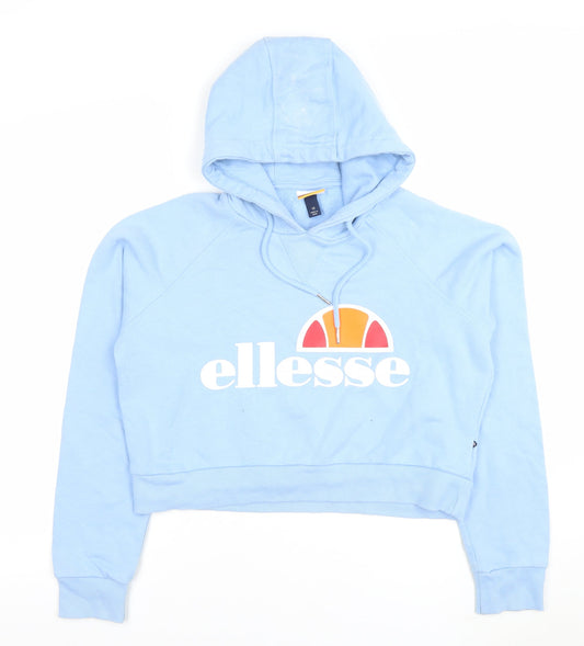 Ellesse Womens Blue Hoodie Size 12 Pullover Cotton Blend Logo Hooded Sweatshirt