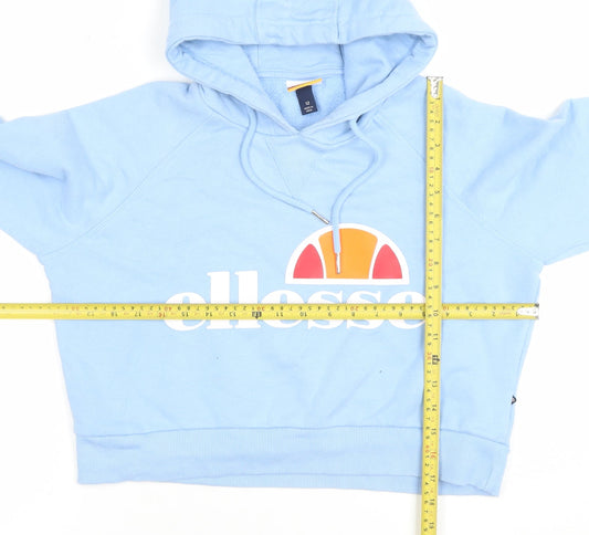 Ellesse Womens Blue Hoodie Size 12 Pullover Cotton Blend Logo Hooded Sweatshirt