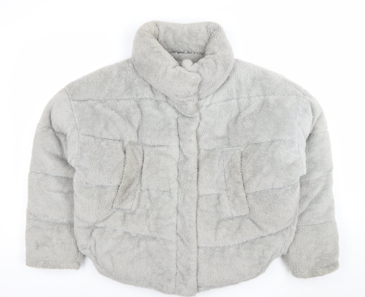 Light Before Dark Women’s Grey Faux Fur Puffer Jacket Size S