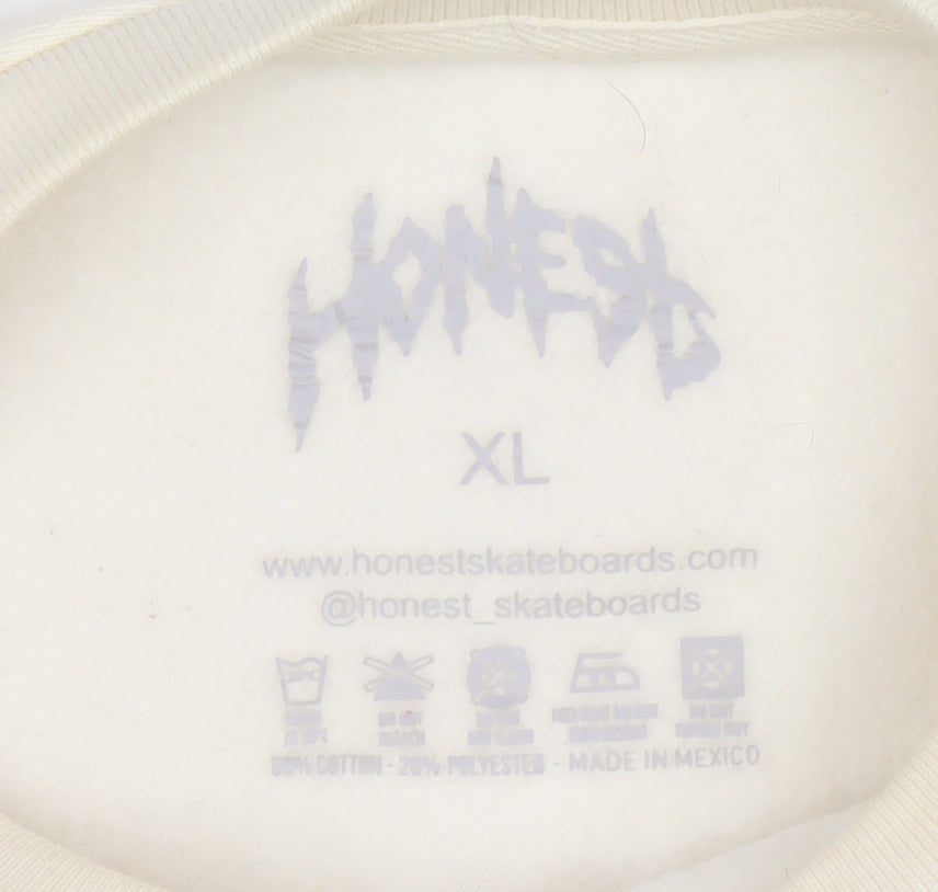 Honest Skateboards Mens Ivory XL Pullover Sweatshirt Graphic Logo